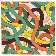 Snake Stripes Intertwined Abstract Wooden Puzzle Square by Pakjumat