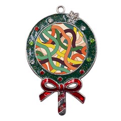 Snake Stripes Intertwined Abstract Metal X mas Lollipop With Crystal Ornament