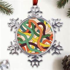 Snake Stripes Intertwined Abstract Metal Large Snowflake Ornament by Pakjumat