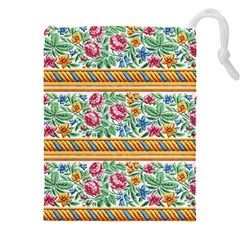 Flower Fabric Design Drawstring Pouch (4xl)