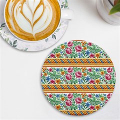 Flower Fabric Design Uv Print Round Tile Coaster by Pakjumat