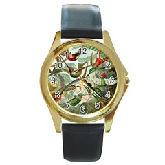 Humming Birds Trochilidae Round Gold Metal Watch by Pakjumat