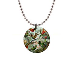 Humming Birds Trochilidae 1  Button Necklace by Pakjumat