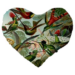 Humming Birds Trochilidae Large 19  Premium Flano Heart Shape Cushions by Pakjumat