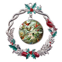 Humming Birds Trochilidae Metal X mas Wreath Holly Leaf Ornament by Pakjumat