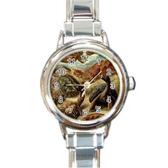 Turtles Leatherback Sea Turtle Round Italian Charm Watch by Pakjumat