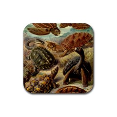 Turtles Leatherback Sea Turtle Rubber Coaster (square) by Pakjumat