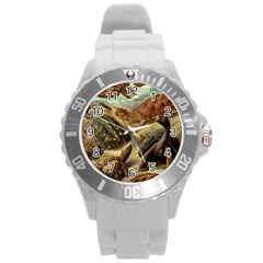 Turtles Leatherback Sea Turtle Round Plastic Sport Watch (l) by Pakjumat