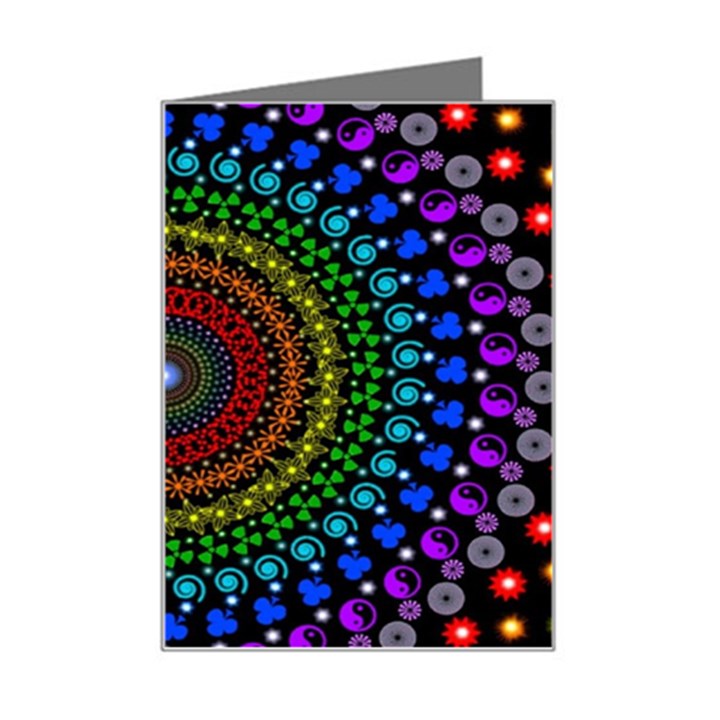 3d Psychedelic Shape Circle Dots Color Mini Greeting Card