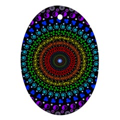 3d Psychedelic Shape Circle Dots Color Oval Ornament (two Sides)