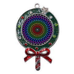 3d Psychedelic Shape Circle Dots Color Metal X mas Lollipop With Crystal Ornament by Modalart