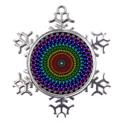 3d Psychedelic Shape Circle Dots Color Metal Large Snowflake Ornament by Modalart