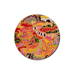 Fantasy Psychedelic Surrealism Trippy Rubber Round Coaster (4 Pack) by Modalart