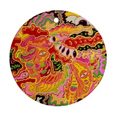 Fantasy Psychedelic Surrealism Trippy Round Ornament (two Sides) by Modalart