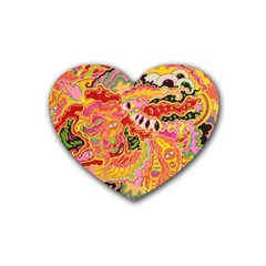 Fantasy Psychedelic Surrealism Trippy Rubber Heart Coaster (4 Pack) by Modalart