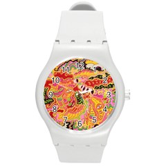 Fantasy Psychedelic Surrealism Trippy Round Plastic Sport Watch (m) by Modalart