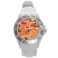 Fantasy Psychedelic Surrealism Trippy Round Plastic Sport Watch (l) by Modalart