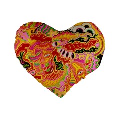 Fantasy Psychedelic Surrealism Trippy Standard 16  Premium Heart Shape Cushions by Modalart