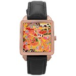 Fantasy Psychedelic Surrealism Trippy Rose Gold Leather Watch  Front