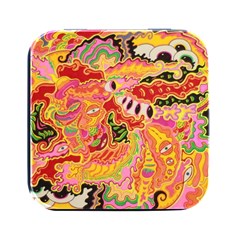 Fantasy Psychedelic Surrealism Trippy Square Metal Box (black) by Modalart