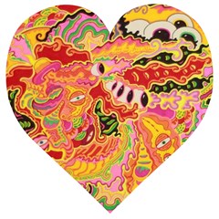 Fantasy Psychedelic Surrealism Trippy Wooden Puzzle Heart by Modalart