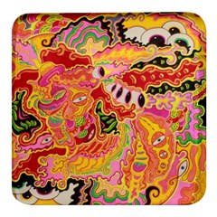 Fantasy Psychedelic Surrealism Trippy Square Glass Fridge Magnet (4 Pack) by Modalart