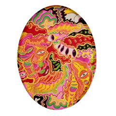 Fantasy Psychedelic Surrealism Trippy Oval Glass Fridge Magnet (4 Pack) by Modalart