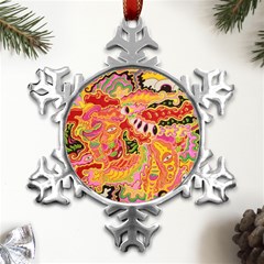 Fantasy Psychedelic Surrealism Trippy Metal Small Snowflake Ornament by Modalart