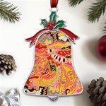 Fantasy Psychedelic Surrealism Trippy Metal Holly Leaf Bell Ornament Front