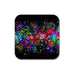 Psychedelic Bubbles Abstract Rubber Coaster (square) by Modalart