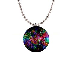 Psychedelic Bubbles Abstract 1  Button Necklace by Modalart