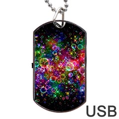 Psychedelic Bubbles Abstract Dog Tag Usb Flash (one Side) by Modalart