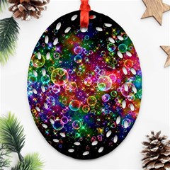 Psychedelic Bubbles Abstract Oval Filigree Ornament (two Sides)