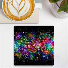 Psychedelic Bubbles Abstract Uv Print Square Tile Coaster  by Modalart