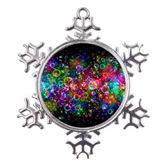 Psychedelic Bubbles Abstract Metal Large Snowflake Ornament by Modalart