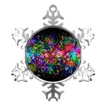 Psychedelic Bubbles Abstract Metal Small Snowflake Ornament Front