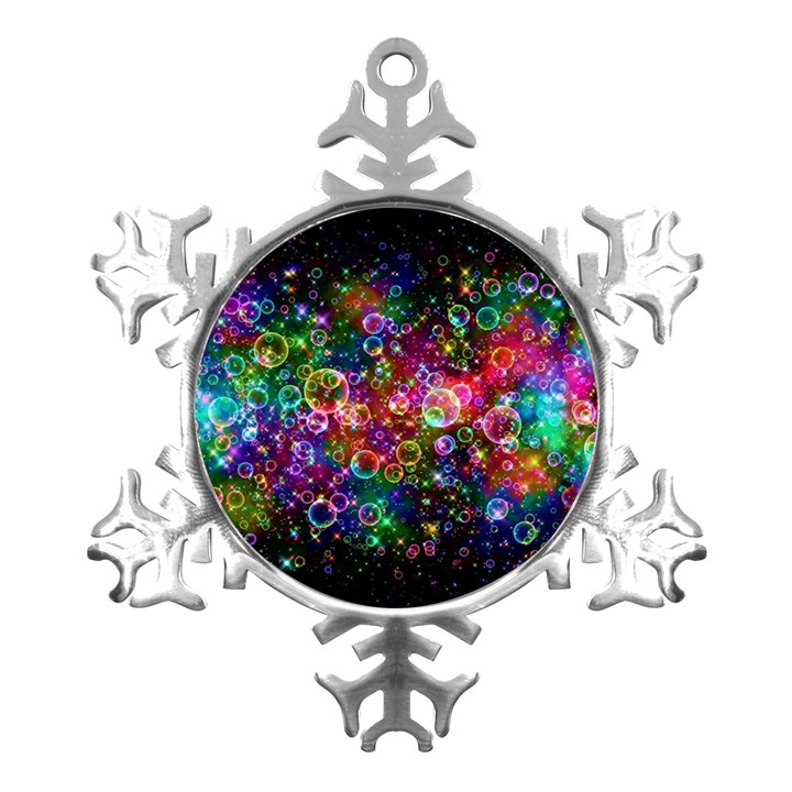 Psychedelic Bubbles Abstract Metal Small Snowflake Ornament