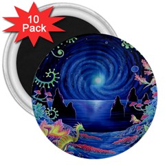 Psychedelic Mushrooms Psicodelia Dream Blue 3  Magnets (10 Pack) 