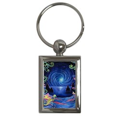 Psychedelic Mushrooms Psicodelia Dream Blue Key Chain (rectangle) by Modalart