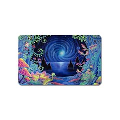 Psychedelic Mushrooms Psicodelia Dream Blue Magnet (name Card) by Modalart