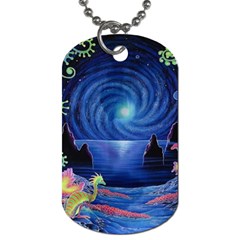 Psychedelic Mushrooms Psicodelia Dream Blue Dog Tag (one Side) by Modalart