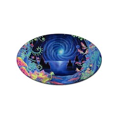 Psychedelic Mushrooms Psicodelia Dream Blue Sticker Oval (10 Pack) by Modalart