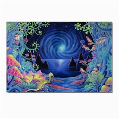 Psychedelic Mushrooms Psicodelia Dream Blue Postcard 4 x 6  (pkg Of 10) by Modalart