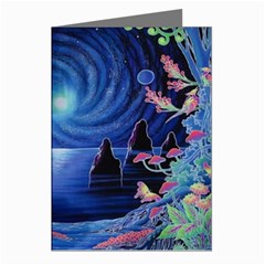 Psychedelic Mushrooms Psicodelia Dream Blue Greeting Cards (pkg Of 8) by Modalart