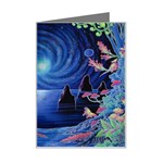 Psychedelic Mushrooms Psicodelia Dream Blue Mini Greeting Card Left