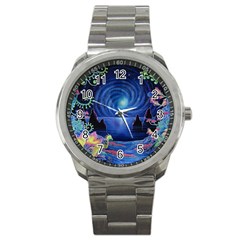 Psychedelic Mushrooms Psicodelia Dream Blue Sport Metal Watch