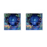 Psychedelic Mushrooms Psicodelia Dream Blue Cufflinks (Square) Front(Pair)