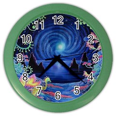 Psychedelic Mushrooms Psicodelia Dream Blue Color Wall Clock by Modalart