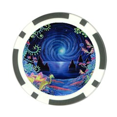 Psychedelic Mushrooms Psicodelia Dream Blue Poker Chip Card Guard by Modalart