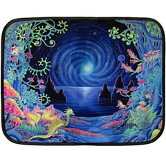 Psychedelic Mushrooms Psicodelia Dream Blue Fleece Blanket (mini) by Modalart